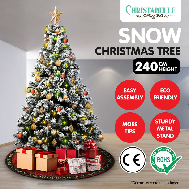 Danoz Xmas🎅 Christabelle Snow - Tipped Artificial Christmas Tree 2.4m 1500 Tips - danozdirect