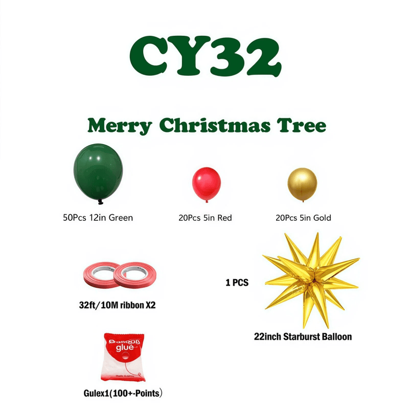 Danoz Xmas - Christmas Balloon Bundle: 2 Themed Kits (Arch + Tree) - Aluminum Foil & Latex Balloons - danozdirect