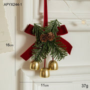 Danoz Xmas🎅 Christmas Door Hanging Ornament with Pinecones, Bells, and Red Ribbon – 16x11cm Festive Decor（2 PCS）） - danozdirect