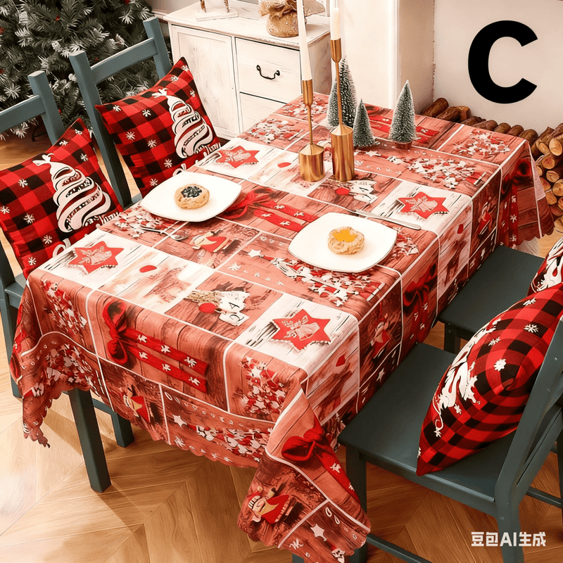 Danoz Xmas - Christmas gift Christmas Tablecloth - Festive 180x150cm Table Cover for Holiday Dining & Home Decor（F） - danozdirect