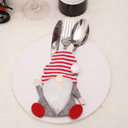 Danoz Xmas - Christmas Gnome Cutlery Holder – Red Striped Hat Silverware Pouch for Festive Table Decor 10 pieces - danozdirect