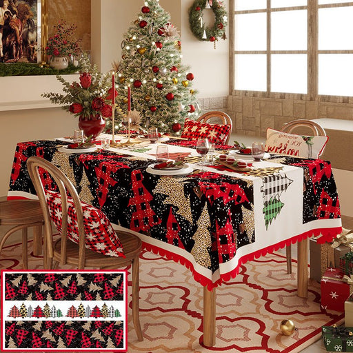Danoz Xmas - Christmas Tree Pattern Tablecloth - Festive Holiday Dining Table Cover 100*100cm - danozdirect