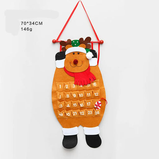 Danoz Xmas - deer Advent Calendar - Felt Christmas Countdown with 24 Pockets, Wall Hanging Decoration for Kids - danozdirect