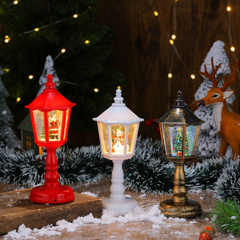 Danoz Xmas - Festive LED Christmas Snow Globe Lantern - USB Charging Glittering Tabletop Decoration with Santa/Snowman Scene, Dual Power(white) - danozdirect