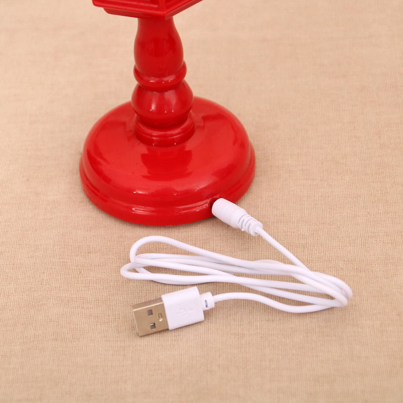 Danoz Xmas - Festive LED USB Christmas Snow Globe Lantern - Glittering Tabletop Decoration with Santa/Snowman Scene, Dual Power(red) - danozdirect