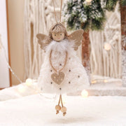 Danoz Xmas - Fluffy Angel Hanging Ornament with Heart and Glitter Wings - Christmas Tree Decoration 16*10 cm White (6 pieces) - danozdirect