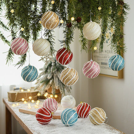 Danoz Xmas - Glittery Christmas Baubles , Pearl - Accented Holiday Ornaments in Assorted Colors, 2 Sets Total(5 Colors Per Set) - danozdirect