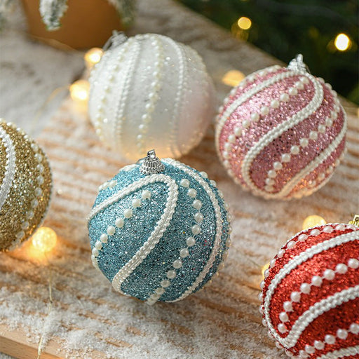 Danoz Xmas - Glittery Christmas Baubles , Pearl - Accented Holiday Ornaments in Assorted Colors, 2 Sets Total(5 Colors Per Set) - danozdirect