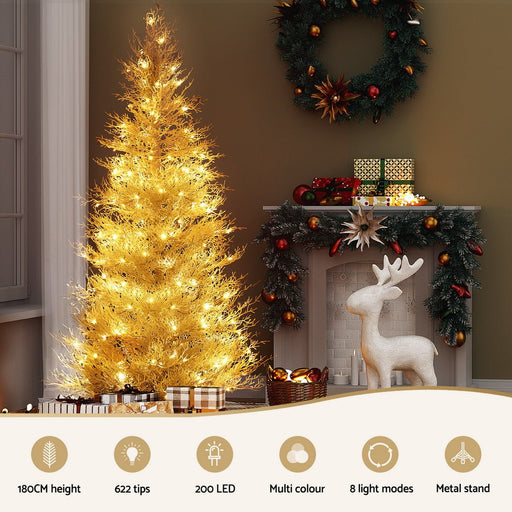 Danoz Xmas - Jingle Jollys 1.8M LED Christmas Tree 8 Modes Adjustable Multi Color Light Snowy - danozdirect