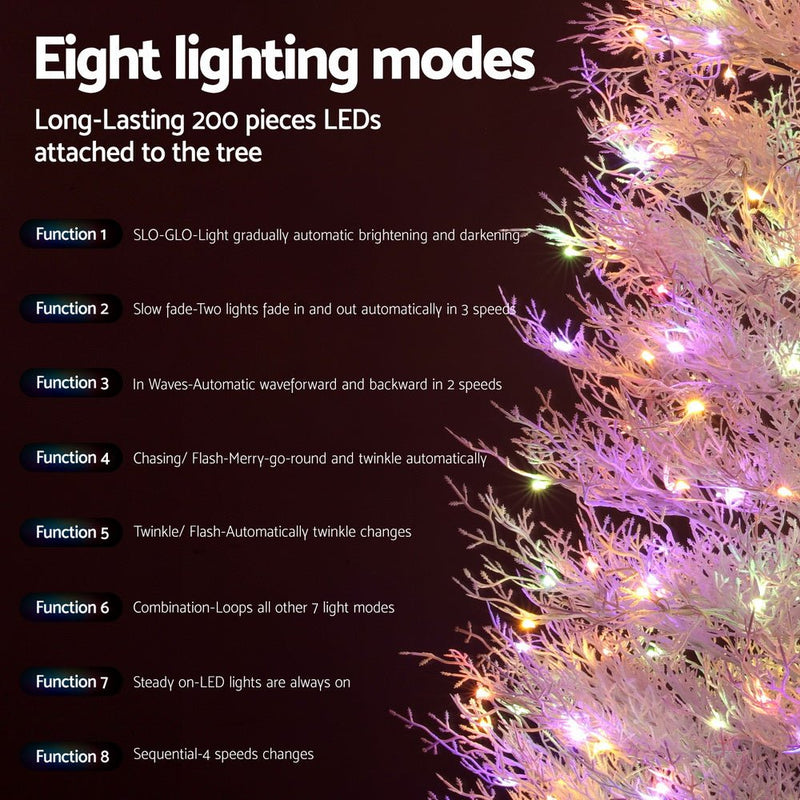 Danoz Xmas - Jingle Jollys 1.8M LED Christmas Tree 8 Modes Adjustable Multi Color Light Snowy - danozdirect