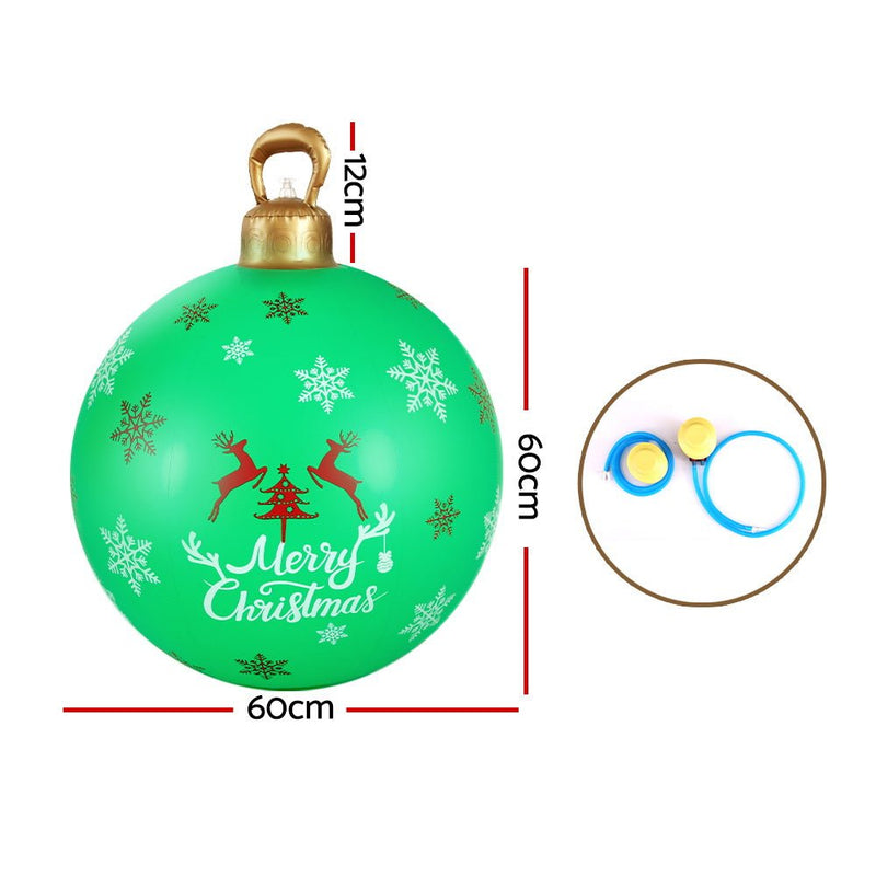 Danoz Xmas🎅 Jingle Jollys Christmas Inflatable Ball Bauble 60cm Outdoor Decoration Green - danozdirect