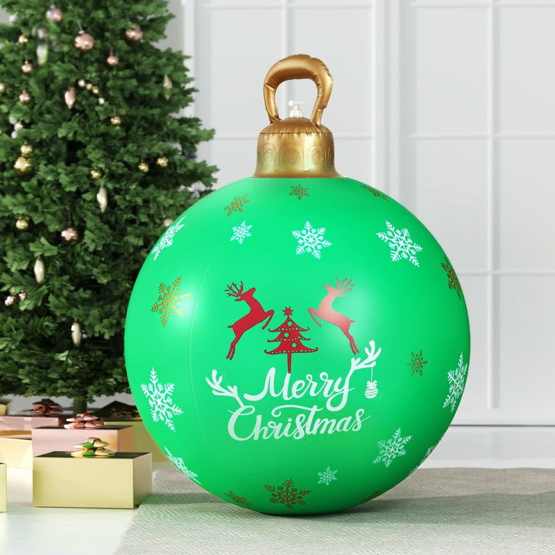 Danoz Xmas🎅 Jingle Jollys Christmas Inflatable Ball Bauble 60cm Outdoor Decoration Green - danozdirect