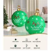 Danoz Xmas🎅 Jingle Jollys Christmas Inflatable Ball Bauble 60cm Outdoor Decoration Green - danozdirect