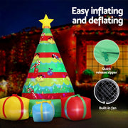 Danoz Xmas - Jingle Jollys Christmas Inflatable Gift Tree 2.2M Height Flashing Light Decorations Illuminated - danozdirect