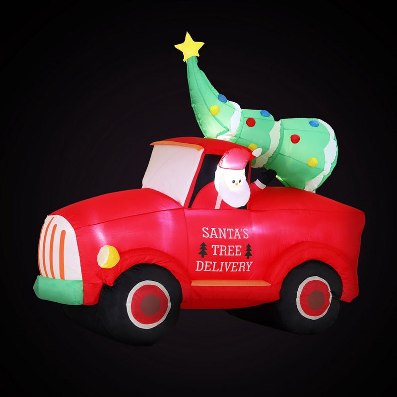 Danoz Xmas - Jingle Jollys Christmas Inflatable Santa Truck 1.6M Height LED Decorations Illuminated - danozdirect