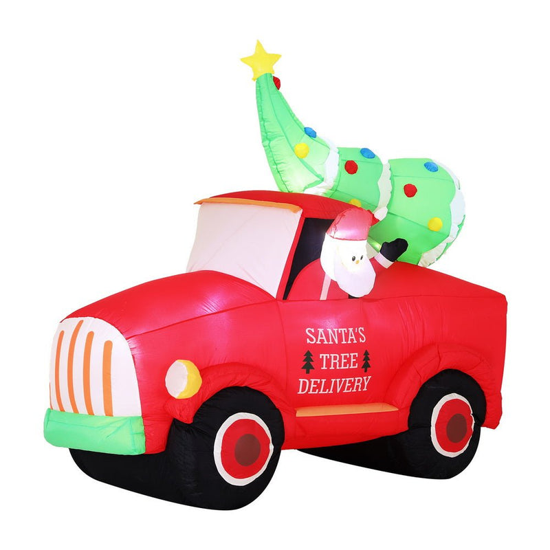 Danoz Xmas - Jingle Jollys Christmas Inflatable Santa Truck 1.6M Height LED Decorations Illuminated - danozdirect