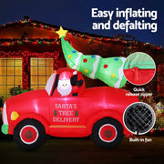 Danoz Xmas - Jingle Jollys Christmas Inflatable Santa Truck 1.6M Height LED Decorations Illuminated - danozdirect