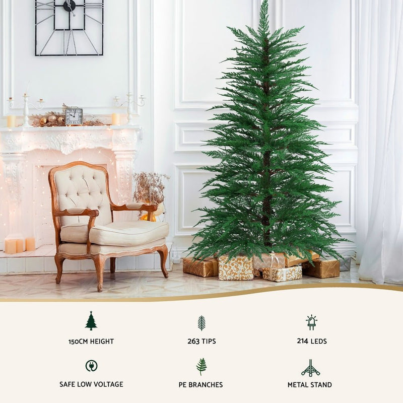 Danoz Xmas - Jingle Jollys Christmas Tree 1.5M LED Xmas Tree Sparse 263 Tips Party Decoration - danozdirect