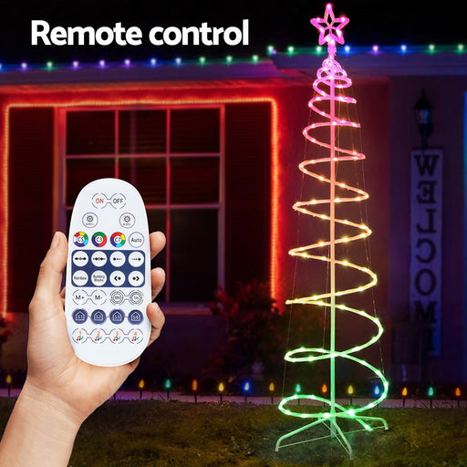 Danoz Xmas - Jingle Jollys Christmas Tree 1.8m 100 RGB LED Rope Lights Xmas Trees Decoration - danozdirect