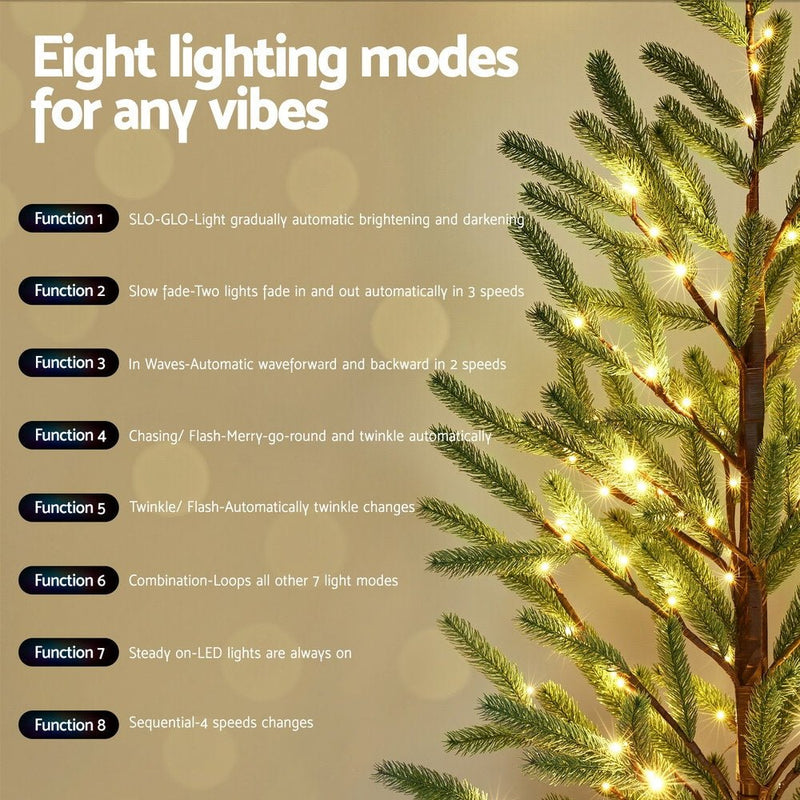 Danoz Xmas - Jingle Jollys Christmas Tree 1.8M Pre - lit LED Xmas Tree 8 Modes Party Decoration - danozdirect