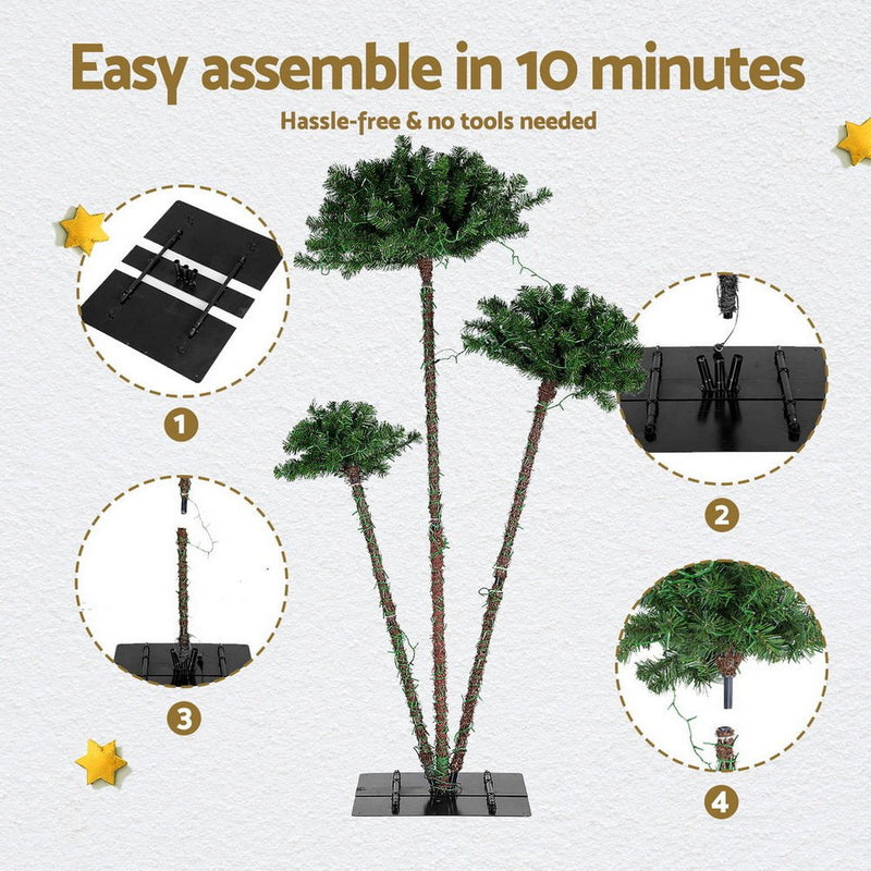 Danoz Xmas - Jingle Jollys Christmas Tree 3 - in - 1 LED Xmas Palm Tree Party Decor 1.2/1.5/1.8M - danozdirect