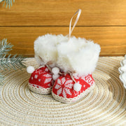 Danoz Xmas🎅 Knitted Christmas Boot Ornaments with Faux Fur Trim - Set of 3 Hanging Decorations - danozdirect