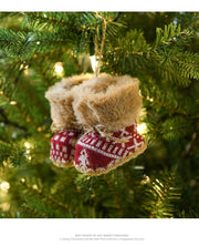 Danoz Xmas🎅 Knitted Christmas Boot Ornaments with Faux Fur Trim - Set of 3 Hanging Decorations - danozdirect