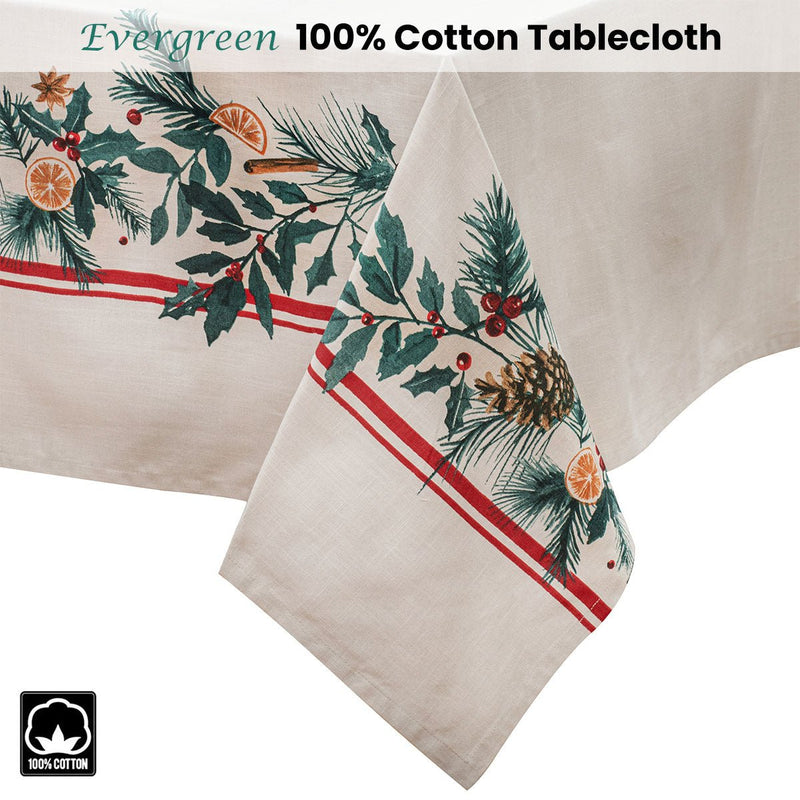 Danoz Xmas🎅 Ladelle 100% Cotton Evergreen Festive Christmas Holiday Tablecloth 150 x 300 cm - danozdirect