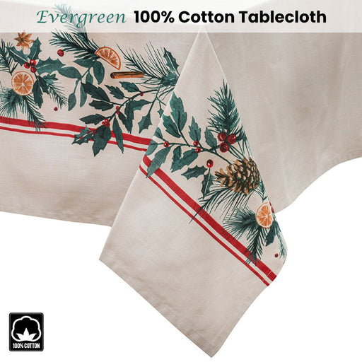 Danoz Xmas🎅 Ladelle 100% Cotton Evergreen Festive Christmas Holiday Tablecloth 150 x 300 cm - danozdirect