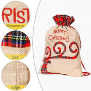 Danoz Xmas - Large Merry Christmas Drawstring Gift Bag with Plaid Accents - Perfect for Holiday Presents (3 pieces) - danozdirect