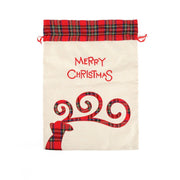 Danoz Xmas - Large Merry Christmas Drawstring Gift Bag with Plaid Accents - Perfect for Holiday Presents (3 pieces) - danozdirect