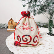 Danoz Xmas - Large Merry Christmas Drawstring Gift Bag with Plaid Accents - Perfect for Holiday Presents (3 pieces) - danozdirect