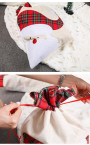 Danoz Xmas - Large Santa Claus Gift Bag with Drawstring Closure - Plaid Christmas Sack for Holiday Presents (3 pieces) - danozdirect