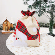 Danoz Xmas - Large Santa Claus Gift Bag with Drawstring Closure - Plaid Christmas Sack for Holiday Presents (3 pieces) - danozdirect