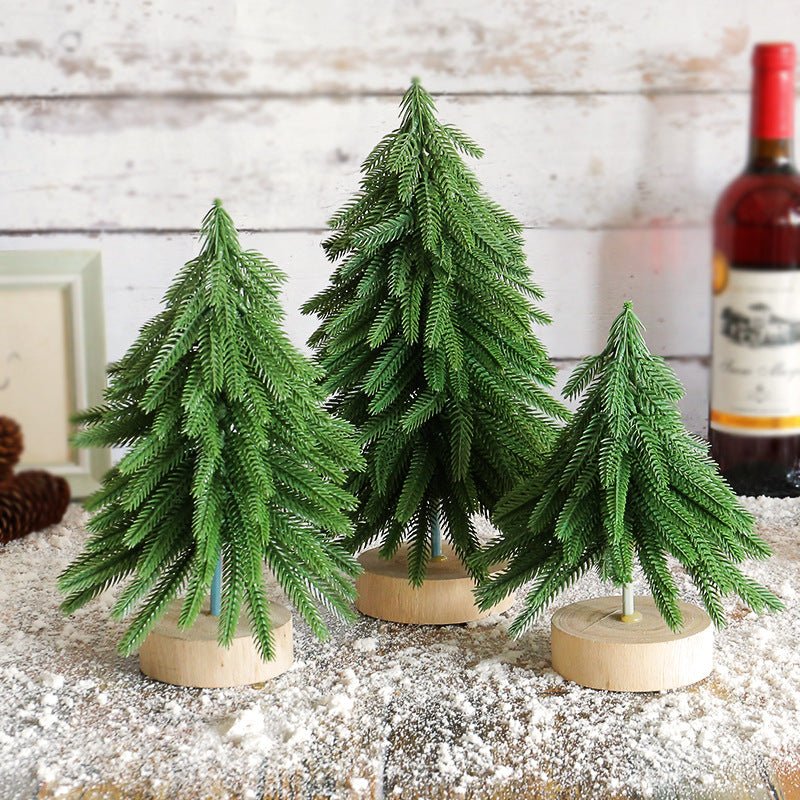 Danoz Xmas - Miniature Artificial Pine Tree Decoration - 11.42 Inch Tabletop Christmas Tree with Wooden Base - danozdirect