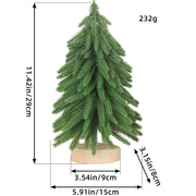 Danoz Xmas - Miniature Artificial Pine Tree Decoration - 11.42 Inch Tabletop Christmas Tree with Wooden Base - danozdirect