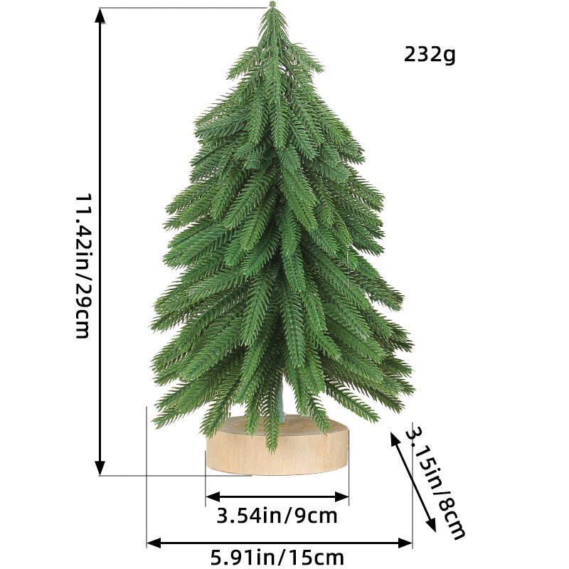 Danoz Xmas - Miniature Artificial Pine Tree Decoration - 11.42 Inch Tabletop Christmas Tree with Wooden Base - danozdirect