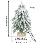 Danoz Xmas - Miniature Snowy Artificial Pine Tree Decoration - 11.42 Inch Tabletop Christmas Tree with Wooden Base - danozdirect