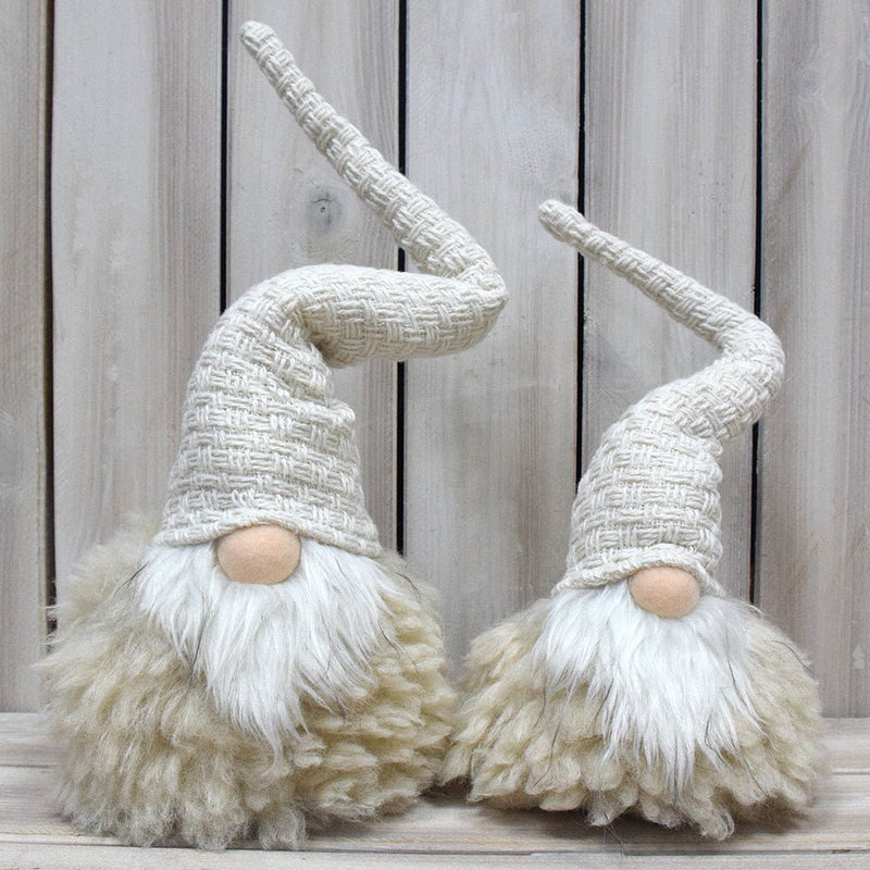 Danoz Xmas - Off White Charming Handcrafted Christmas Gnome - Nordic Tomte Plush Figurine for Holiday Decor(11*11*36cm) - danozdirect