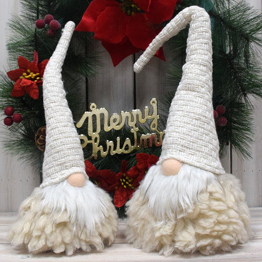 Danoz Xmas - Off White Charming Handcrafted Christmas Gnome - Nordic Tomte Plush Figurine for Holiday Decor(14*14*48cm) - danozdirect