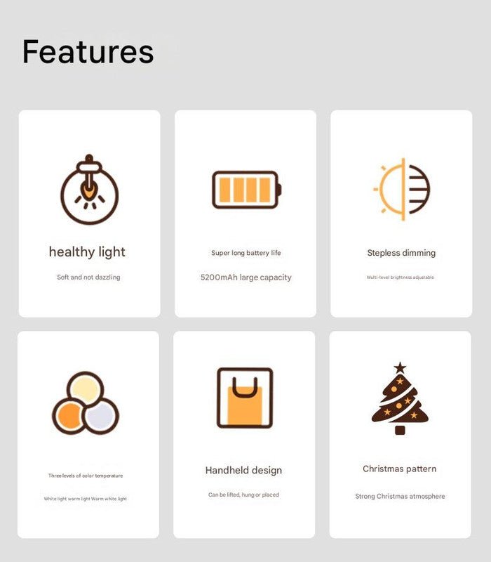 Danoz Xmas - Portable Christmas LED Lantern - Dimmable, 3 Color Temps, 5200mAh Battery & Memory Function(red) - danozdirect