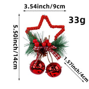 Danoz Xmas🎅 Red Star Christmas Ornament with Bells and Pinecone - Holiday Wreath Decoration 10 pieces - danozdirect