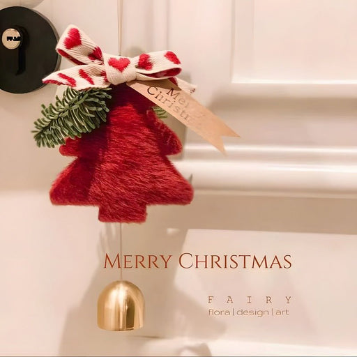 Danoz Xmas🎅 Red Velvet Christmas Tree Ornament with Ribbon and Bell - Festive Holiday Decoration 5 pieces - danozdirect