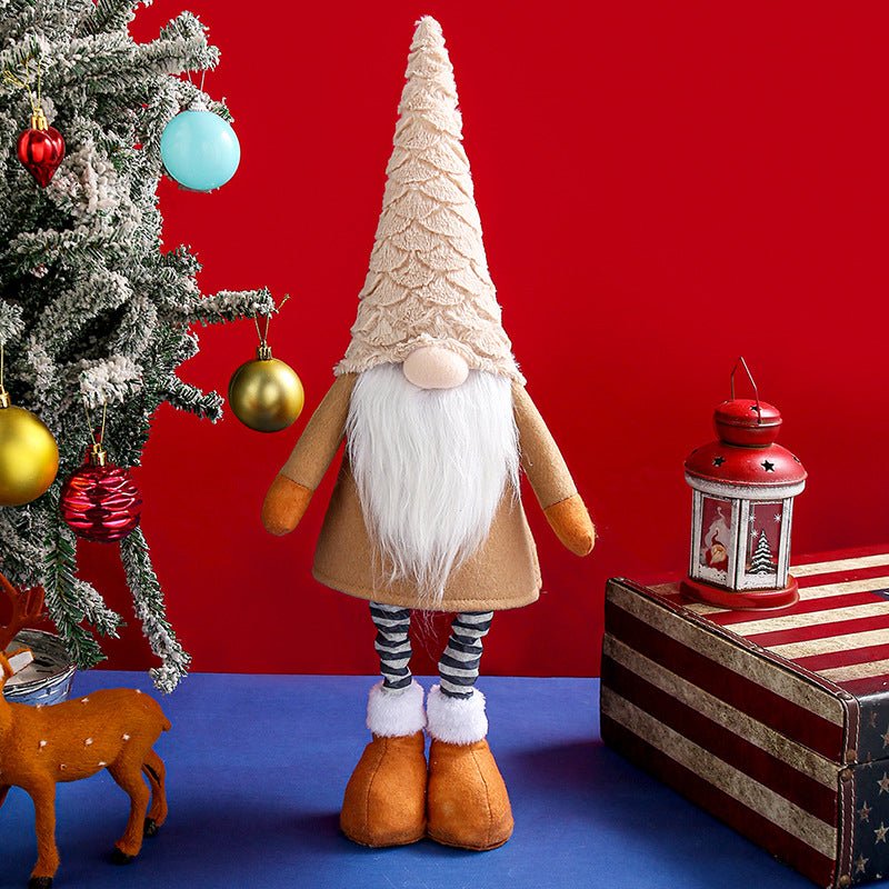 Danoz Xmas - Retractable Leg Christmas Gnome Plush - Adjustable Standing Holiday Decoration(brown) - danozdirect