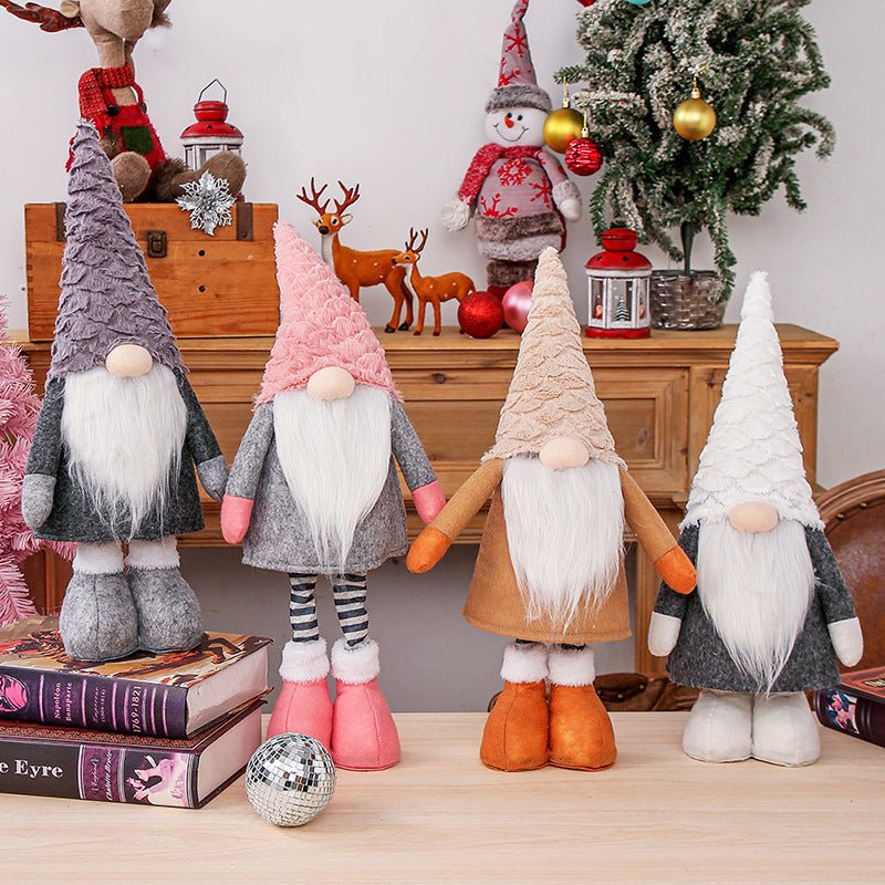Danoz Xmas - Retractable Leg Christmas Gnome Plush - Adjustable Standing Holiday Decoration(brown) - danozdirect