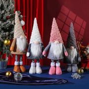 Danoz Xmas - Retractable Leg Christmas Gnome Plush - Adjustable Standing Holiday Decoration(Grey) - danozdirect