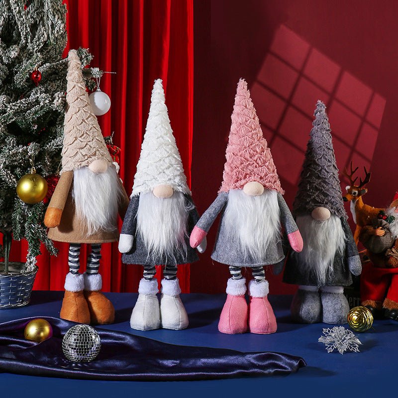 Danoz Xmas - Retractable Leg Christmas Gnome Plush - Adjustable Standing Holiday Decoration(pink) - danozdirect