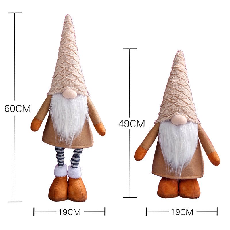 Danoz Xmas - Retractable Leg Christmas Gnome Plush - Adjustable Standing Holiday Decoration(white) - danozdirect