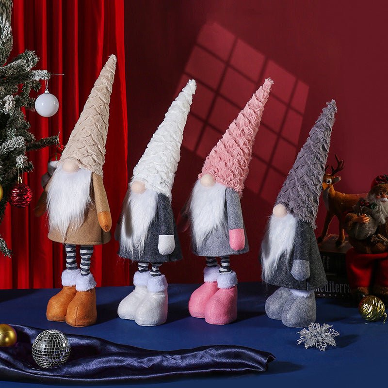 Danoz Xmas - Retractable Leg Christmas Gnome Plush - Adjustable Standing Holiday Decoration(white) - danozdirect