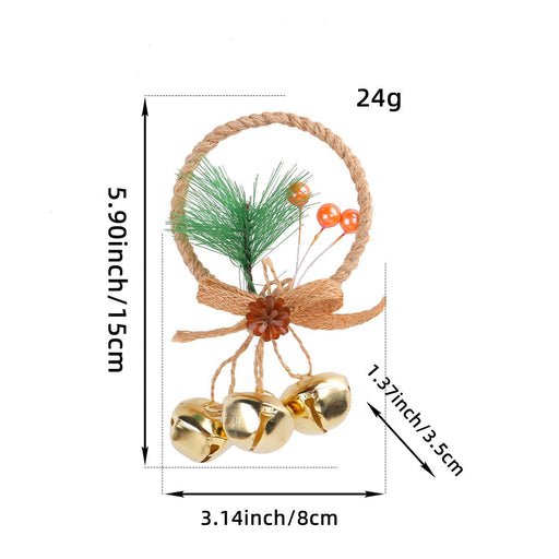 Danoz Xmas - Rustic Christmas Ring Ornament with Gold Bells and Pinecones - Holiday Hanging Decor 10 pieces - danozdirect